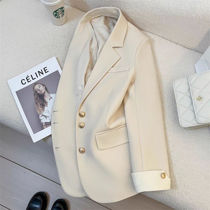 Damen Eleganter Blazer mit goldenen Knöpfen Drune