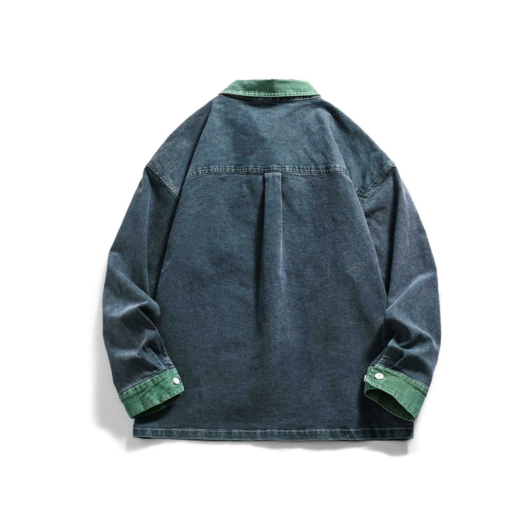 Herren Jeanshemdjacke im Oversize-Schnitt mit ausgefranster Brusttasche Drune