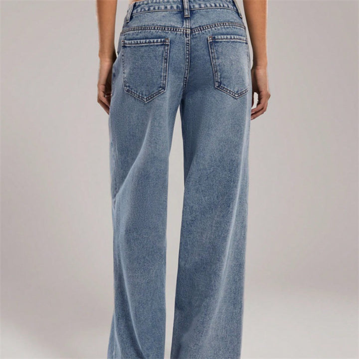 Damen Hochtaillierte Denimhose mit extraweiter Beinform und cleaner Vintage‑Waschung Drune