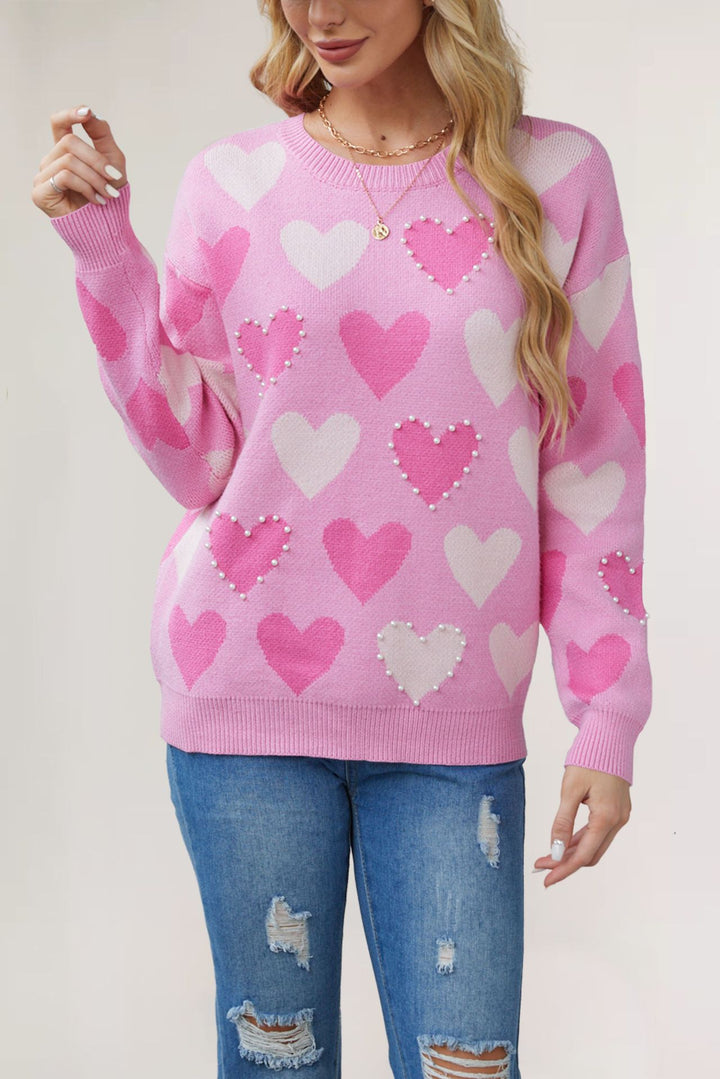 Damen Strickpullover mit Herzmuster Drune