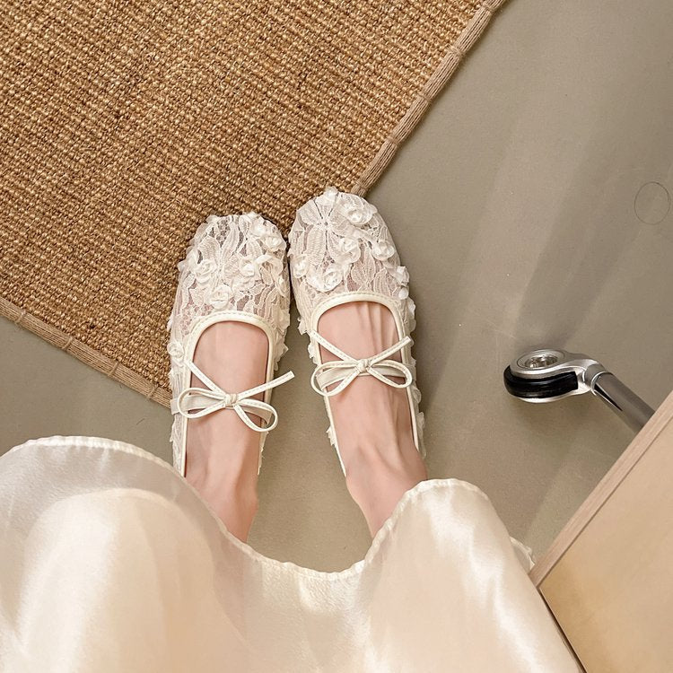 Damen Ballerinas mit floralem Spitzen-Design Drune