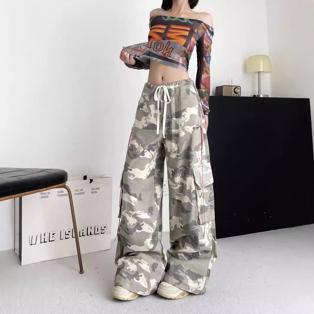 Damen Cargo-Hose im lässigen Oversized-Schnitt mit modischem Camouflage-Design Drune
