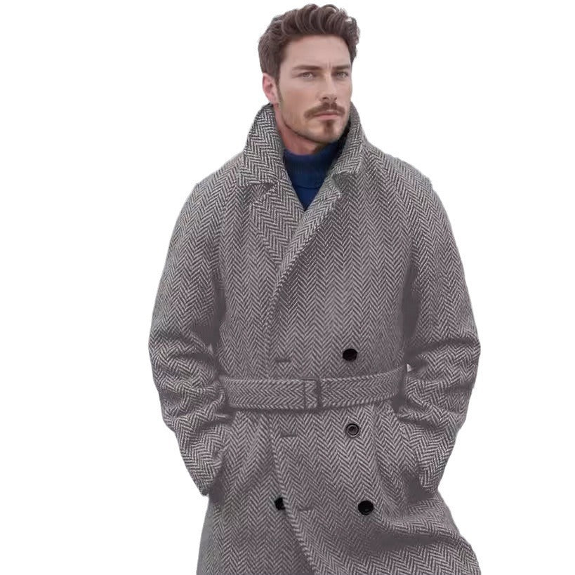 Herren eleganter und warmer Wollmantel Drune