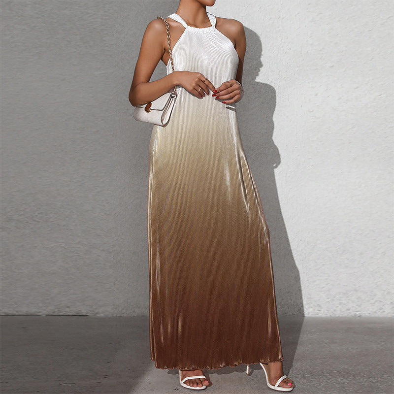 Drune | Gradient Spaghetti-Träger A-Linie Lange Kleid