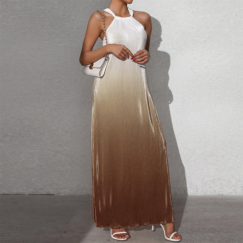 Drune | Gradient Spaghetti-Träger A-Linie Lange Kleid