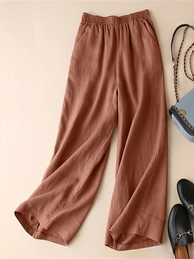 Damen Elegante Freizeithose mit elastischem Bund und seitlichen Taschen Drune