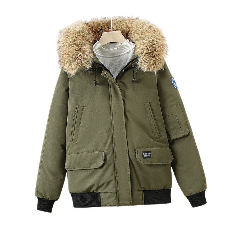 Damen Winterjacke mit abnehmbarem Kunstfellkragen und großen Taschen Drune