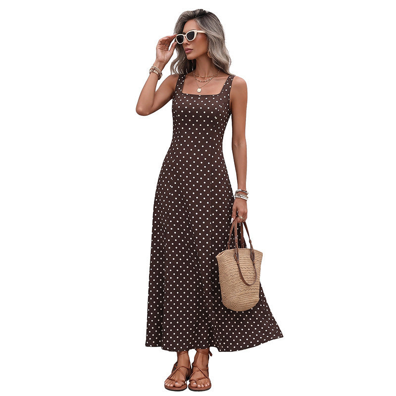 Damen Trendiges Maxikleid mit Punkten Drune