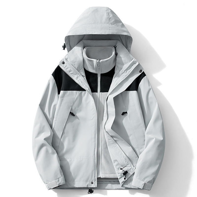 Herren zweilagige wasserdichte Outdoorjacke mit herausnehmbarer Fleece‑Innenjacke Drune