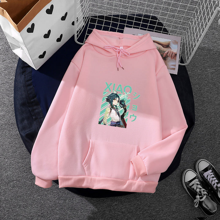 Damen nan weicher Oversize-Kapuzenpullover mit kawaii Pilzfrosch-Print, Kängurutasche und gerippten Bündchen Drune