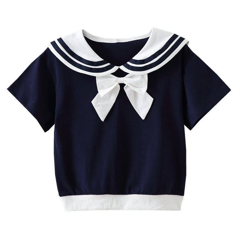 Mädchen Matrosen-T-Shirt mit Schleifendetail Drune