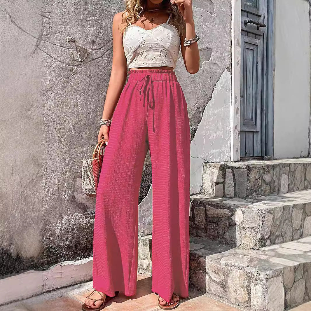 Damen Weitgeschnittene Sommerhose mit elastischem Bund Drune