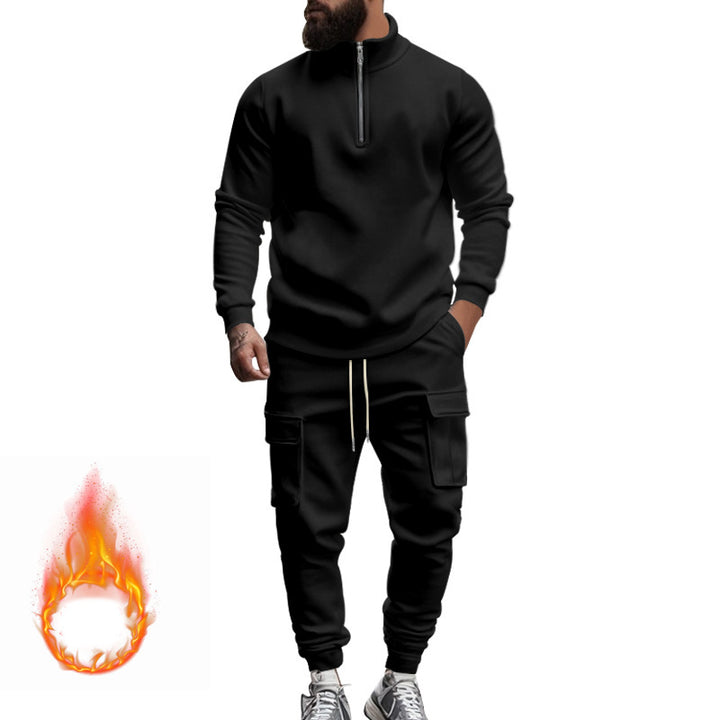 Herren nan sportlicher Cargo-Jogginganzug mit Troyerkragen Drune