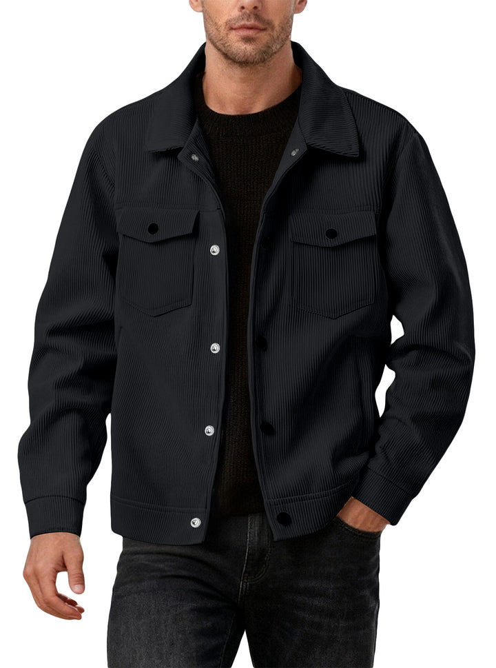 Herren nan Cordjacke im klassischen Arbeiterjacken-Schnitt mit Druckknöpfen und Brusttaschen Drune