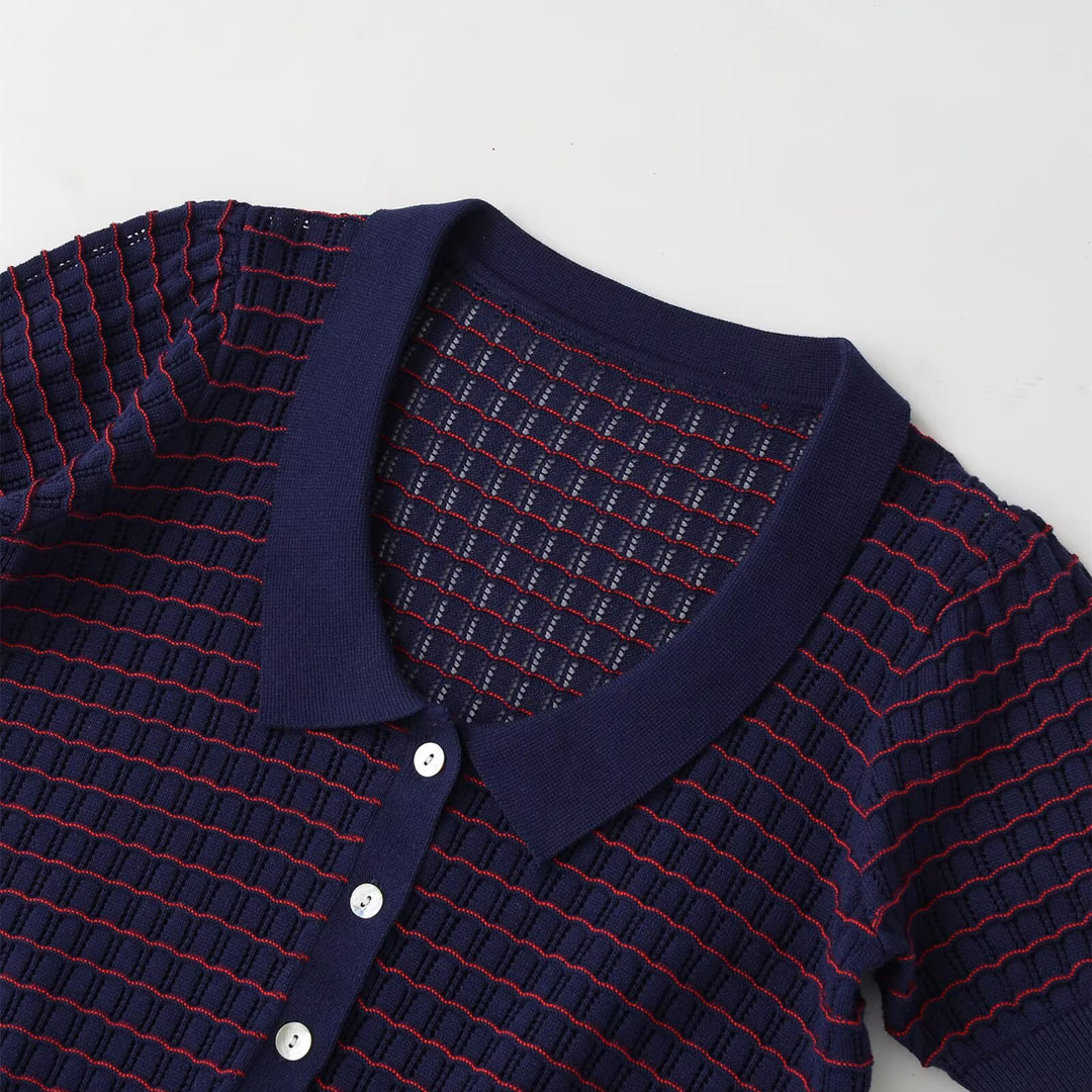 Damen Kurzarm Pullover mit strukturiertem Gewebe Drune