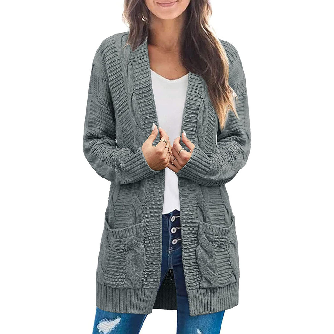 Damen Grobstrick Cardigan mit eleganten Zopfmuster und praktischen Taschen Drune