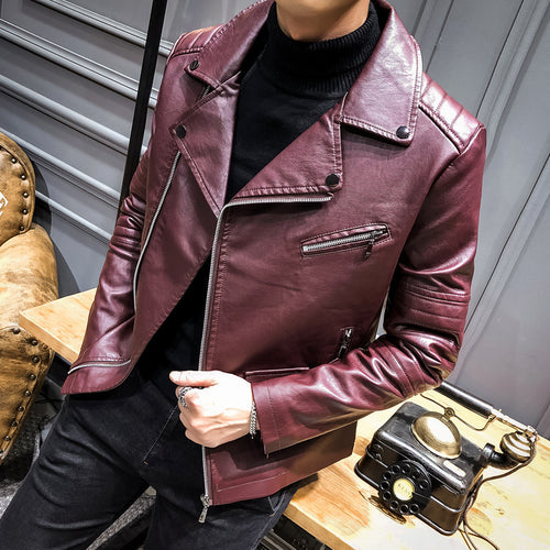 Herren Stilvolle Kunstleder-Bikerjacke Drune