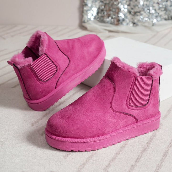 Damen  gefütterte Chelsea-Ankle-Boots mit Teddyfutter, elastischer Seitenblende und rutschfester Leichtsohle Drune