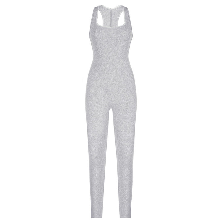 Damen figurbetontes Jumpsuit mit schmalen Trägern und glattem Finish Drune