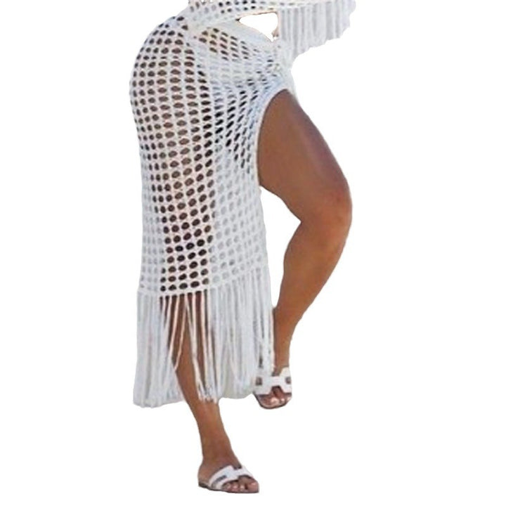 Damen eleganter Häkel-Strandsarong mit fransigem Abschluss Drune