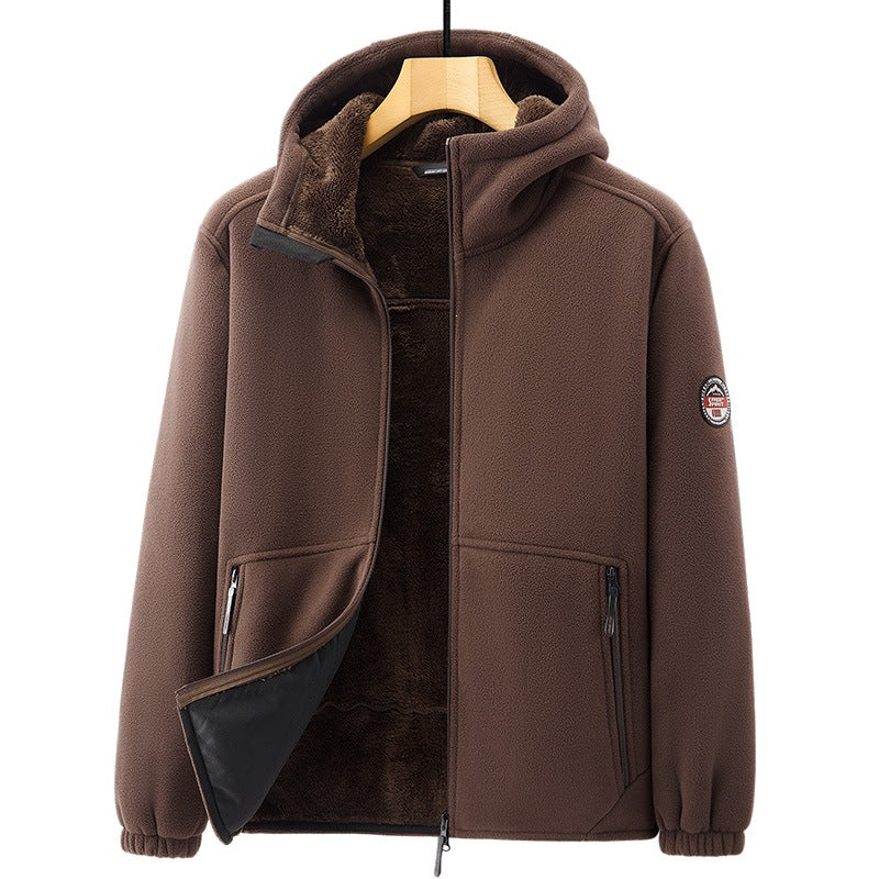Herren Fleecejacke mit Kapuze und Teddy-Innenfutter Drune