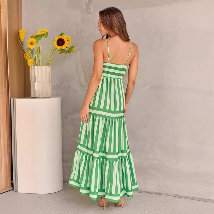 Damen Maxikleid mit schmalen Trägern und gestreiftem Design Drune