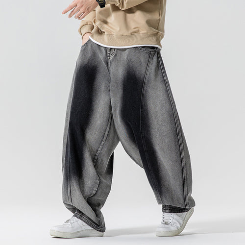 Herren Weite Paneel‑Denimhose mit Ballonbeinen und tiefem Schritt Drune