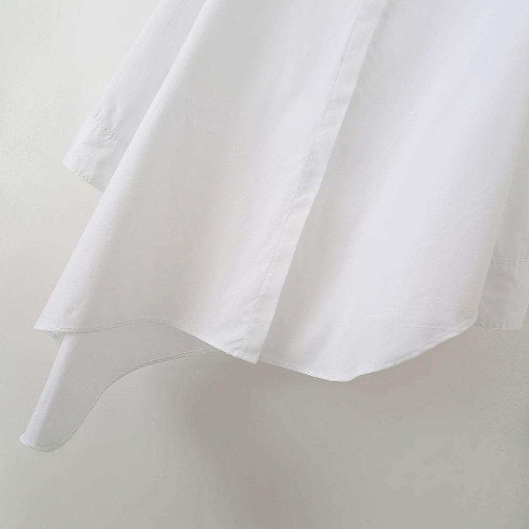 Damen Asymmetrische Oversize-Hemdbluse mit seitlichem Drape und verdeckter Knopfleiste Drune