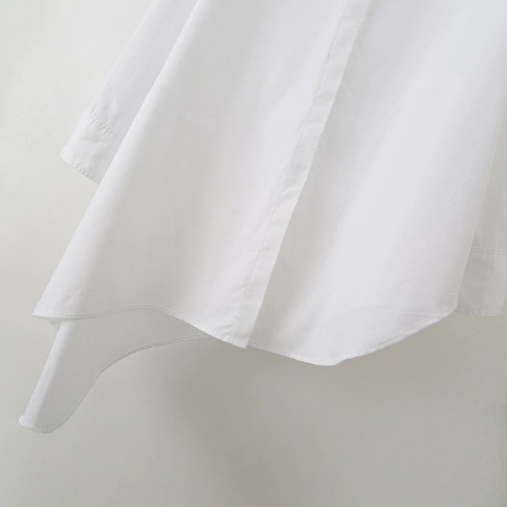 Damen Asymmetrische Oversize-Hemdbluse mit seitlichem Drape und verdeckter Knopfleiste Drune
