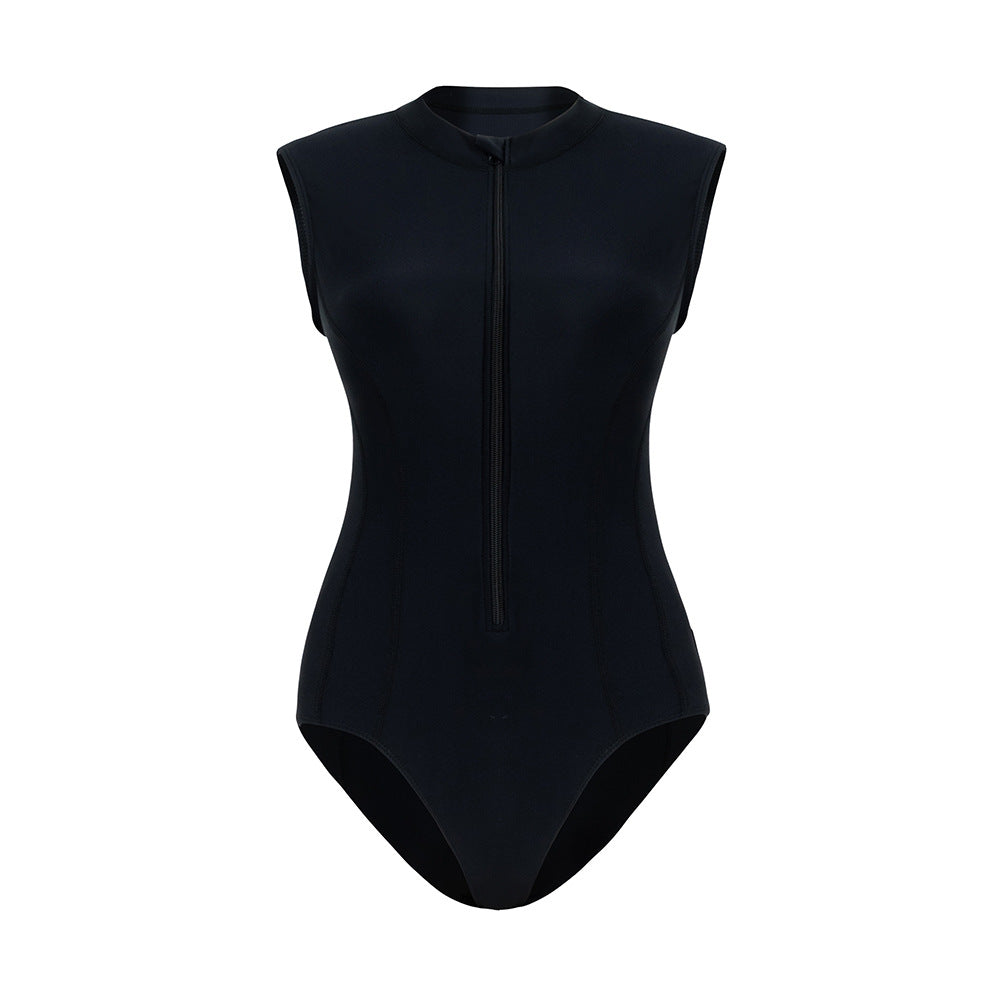 Damen Sportlicher Schwimmanzug mit hochgeschlossenem Kragen Drune