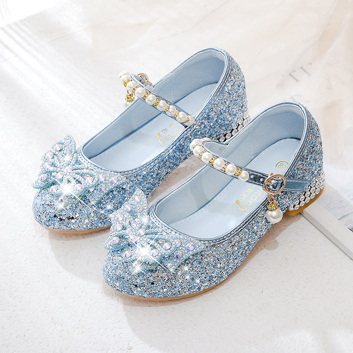 Mädchen Glitzernde Ballerinas mit dekorativen Strass- und Perlenschleifen Drune