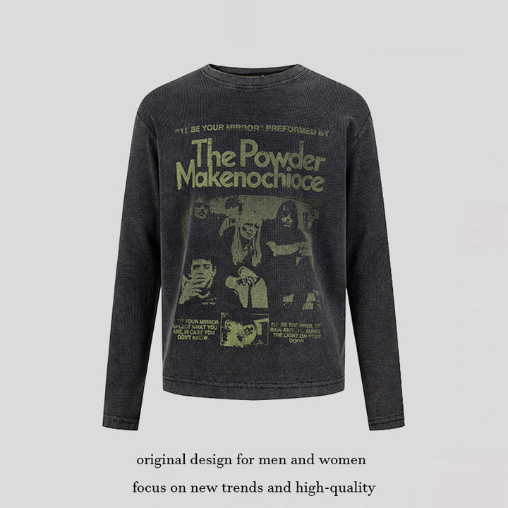 Damen Vintage-Grafik-Sweatshirt mit Used-Waschung, Rundhalsausschnitt und Relaxed-Fit Drune