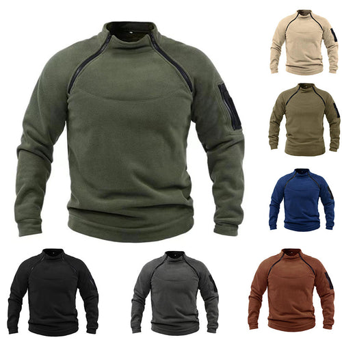 Herren Utility-Sweatshirt mit Schulter-Reißverschlüssen und Ärmeltasche Drune