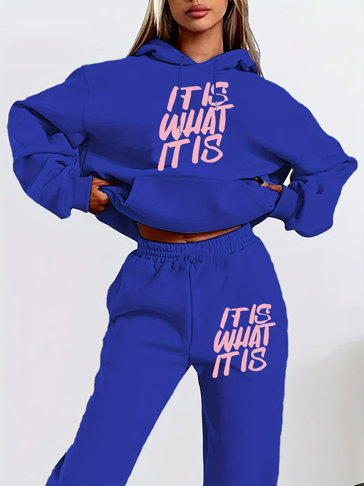 Damen Jogginganzug mit stylischem Statement-Print und lässigem Schnitt Drune