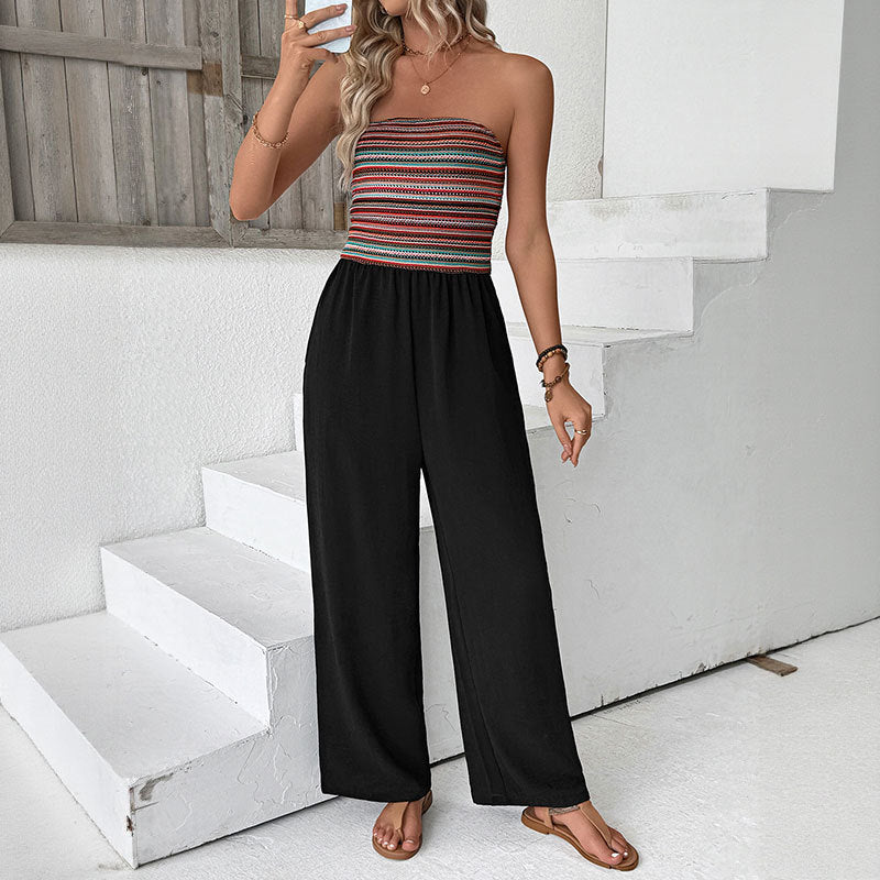 Damen Jumpsuit mit weitem Bein und elastischem Oberteil Drune