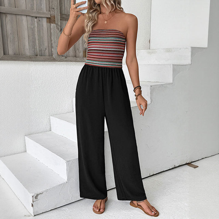 Damen Jumpsuit mit weitem Bein und elastischem Oberteil Drune