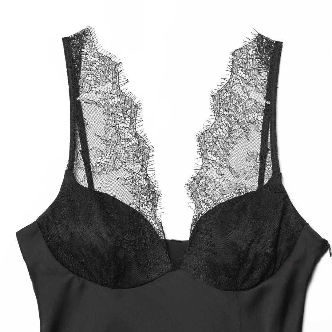 Damen elegantes Camisole-Top mit Spitzenbesatz und hochwertigem Stoff Drune