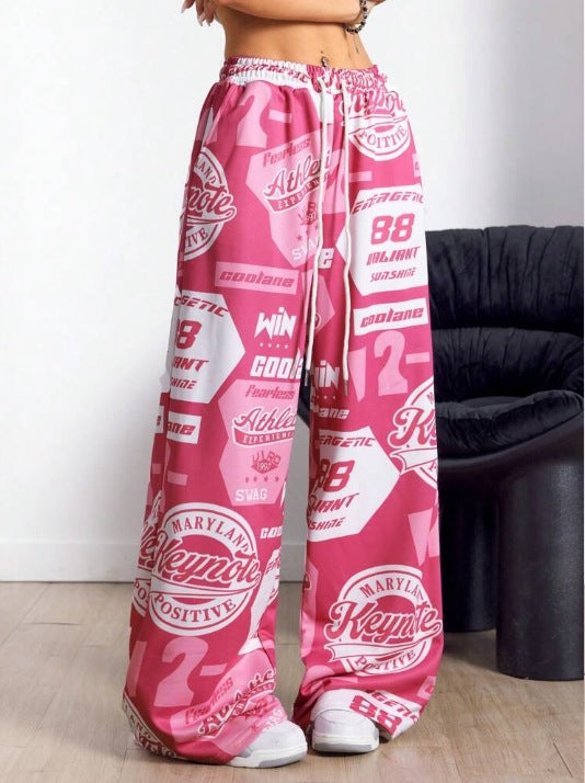 Damen Modische Freizeithose mit auffälligem Print und elastischem Bund Drune