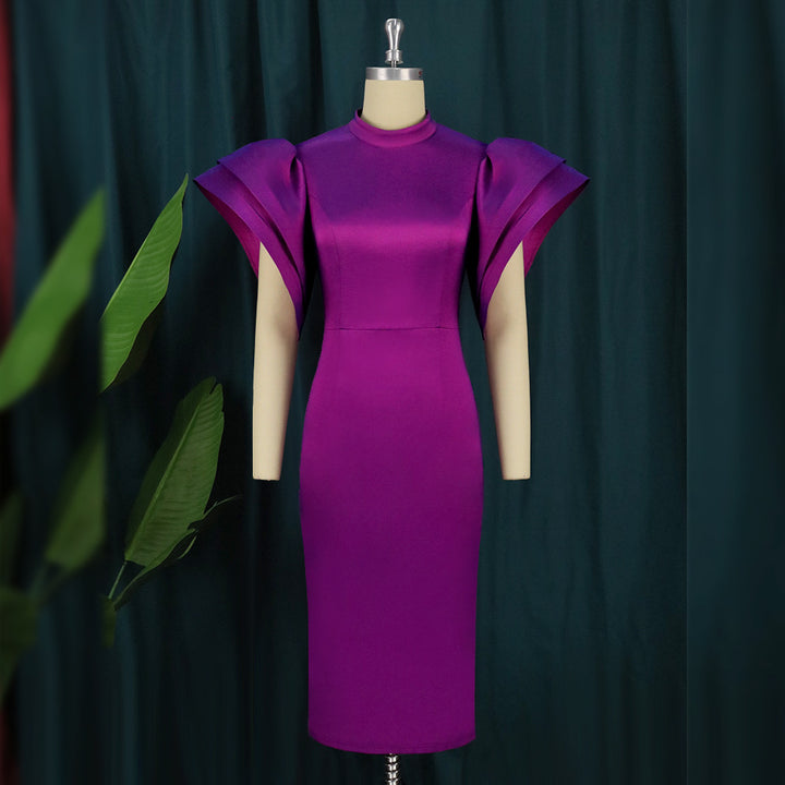 Damen figurbetontes Kleid mit voluminösen Puffärmeln Drune