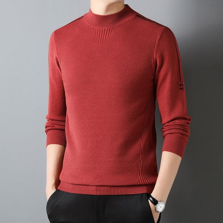 Herren Slim-Fit Strukturierter Feinstrickpullover mit kurzem Schlauchkragen und gerippten Säumen Drune
