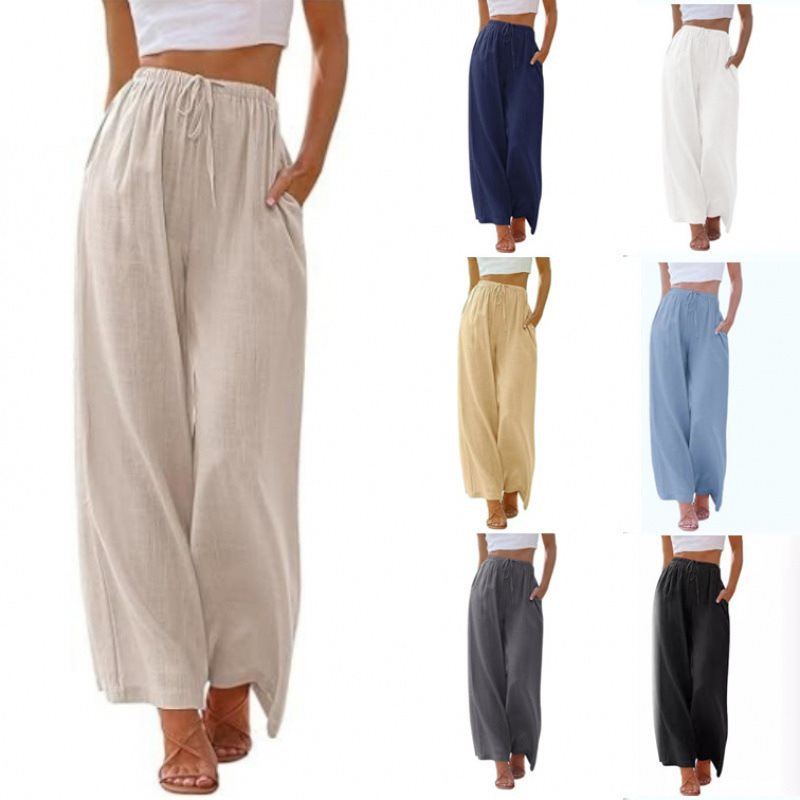 Damen Weite Palazzo-Hose mit elastischem Bund und seitlichen Taschen Drune