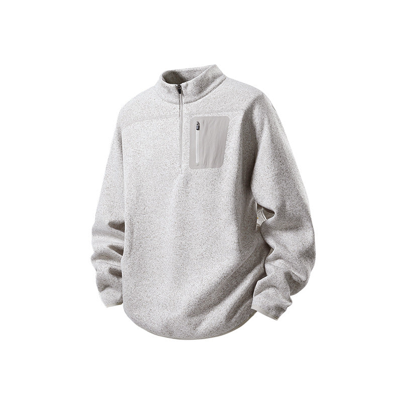 Herren Halbzip-Fleecepullover mit Brustreißverschlusstasche und Stehkragen Drune