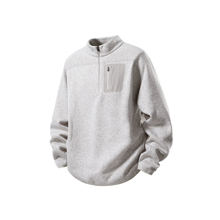 Herren Halbzip-Fleecepullover mit Brustreißverschlusstasche und Stehkragen Drune