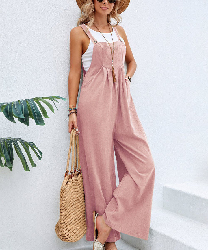 Damen trendiger Jumpsuit mit weitem Bein und verstellbaren Trägern Drune