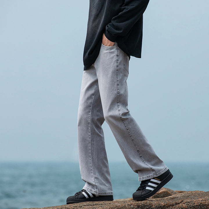 Herren Weit geschnittene Vintage-Denim-Jeans mit ausgestelltem Bein Drune