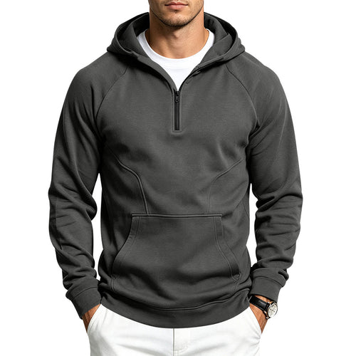 Herren Kapuzenpullover mit halbem Reißverschluss und sportlichem, schlankem Schnitt Drune