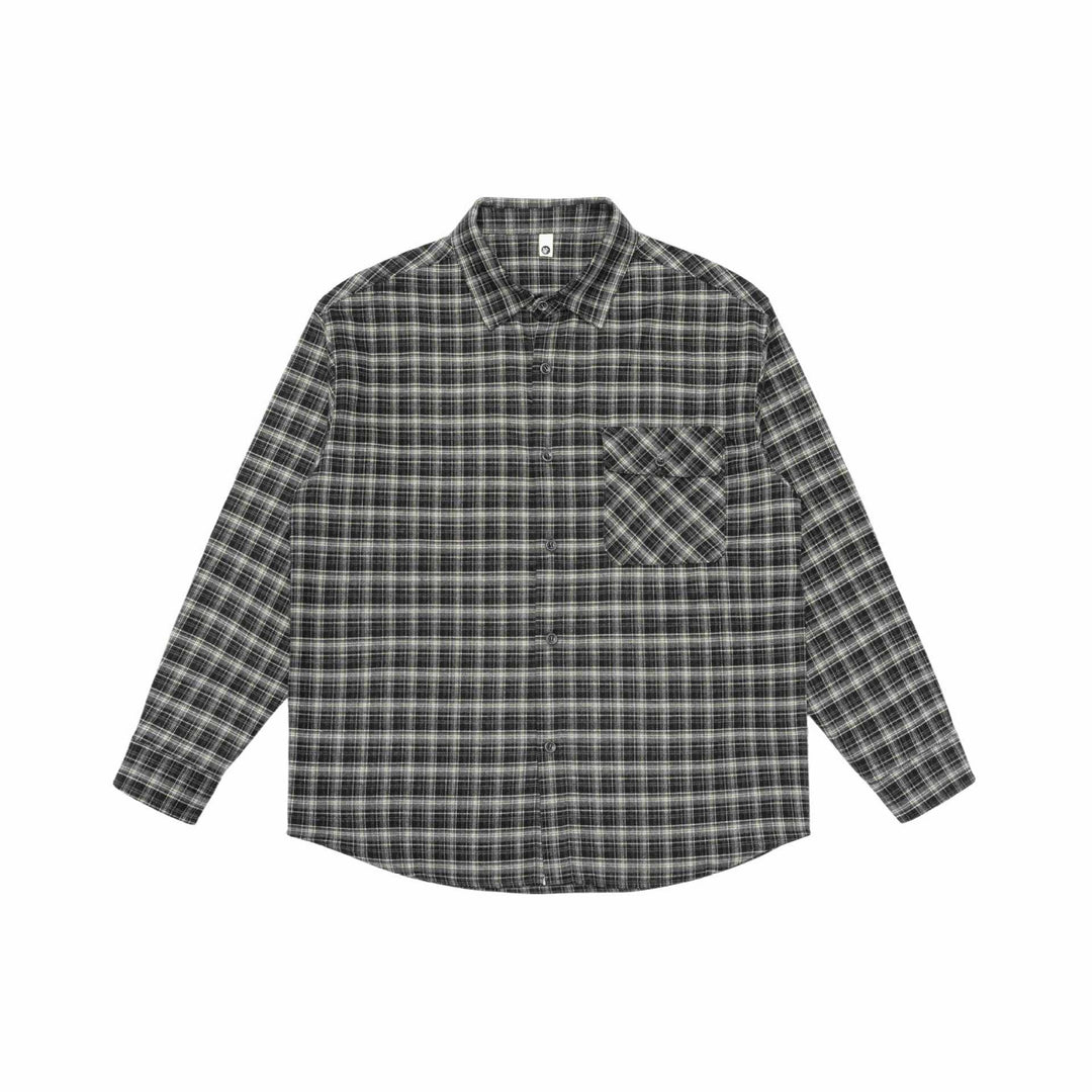 Herren Kariertes Flanellhemd mit Brusttasche und entspanntem Oversize‑Schnitt Drune
