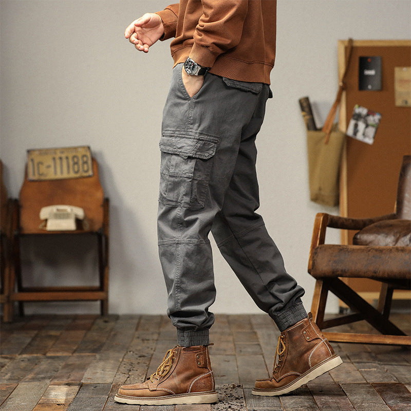 Herren Multifunktionale Cargo-Joggerhose mit Tunnelzugbund, Knieabnähern und Organizer-Taschen Drune