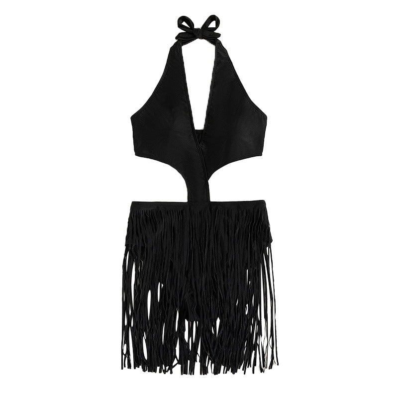 Damen Badeanzug mit geflochtenem Fransenrock Drune