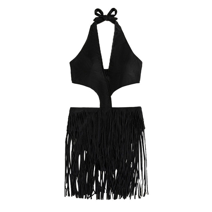 Damen Badeanzug mit geflochtenem Fransenrock Drune
